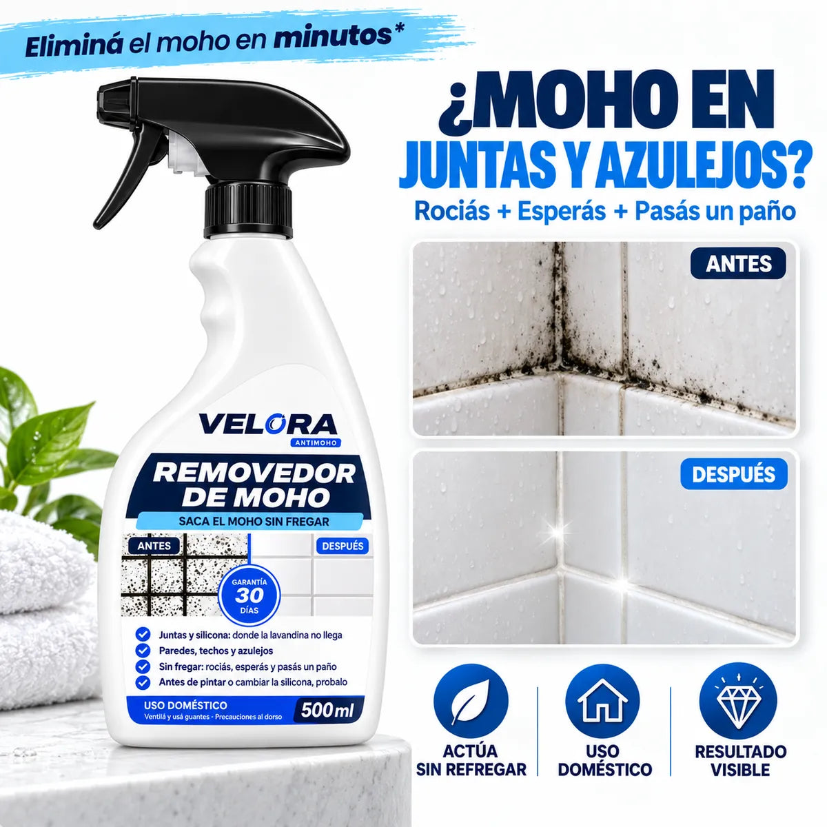 VELORA™ Antimoho | Eliminá las manchas negras de moho