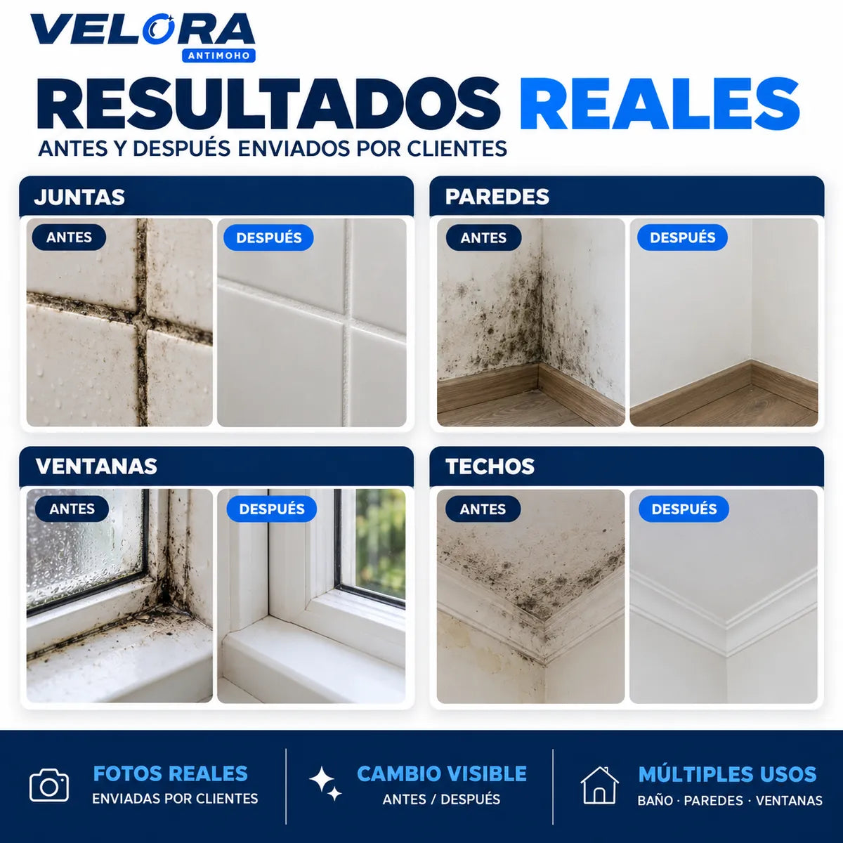 VELORA™ Antimoho | Eliminá las manchas negras de moho