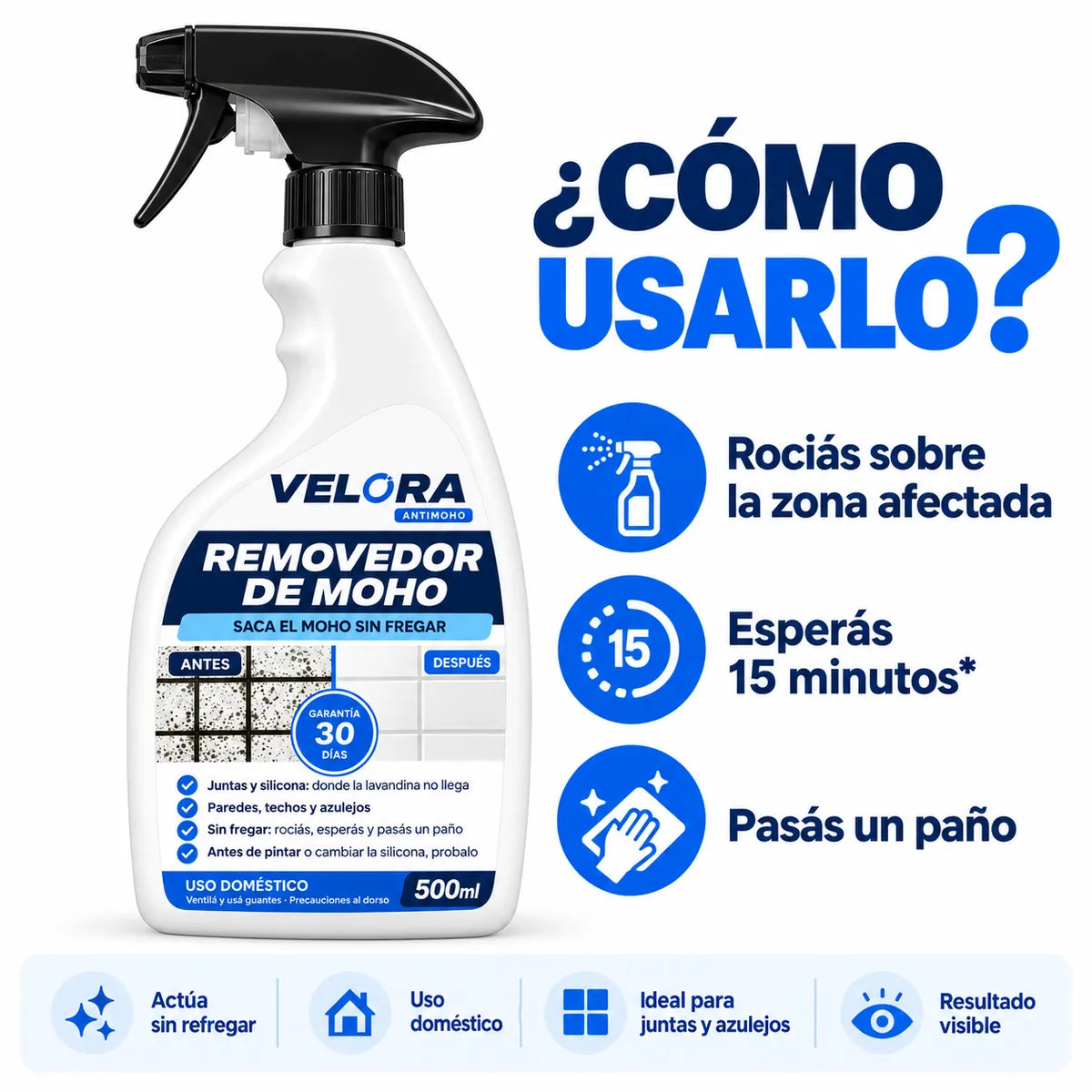 VELORA™ Antimoho | Eliminá las manchas negras de moho