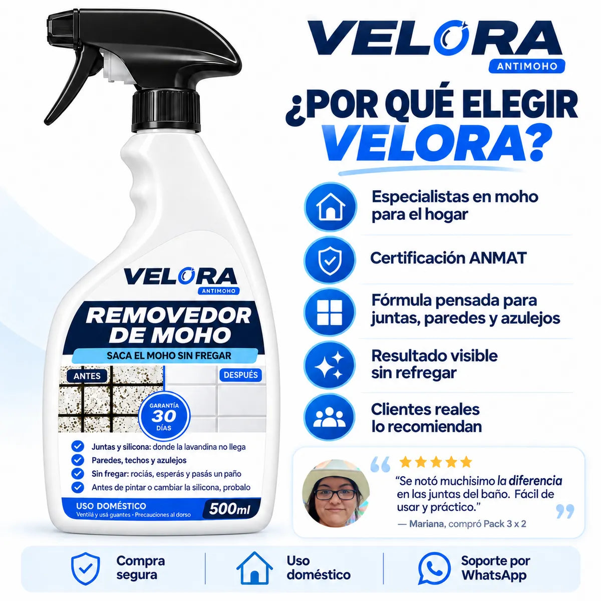 VELORA™ Antimoho | Eliminá las manchas negras de moho